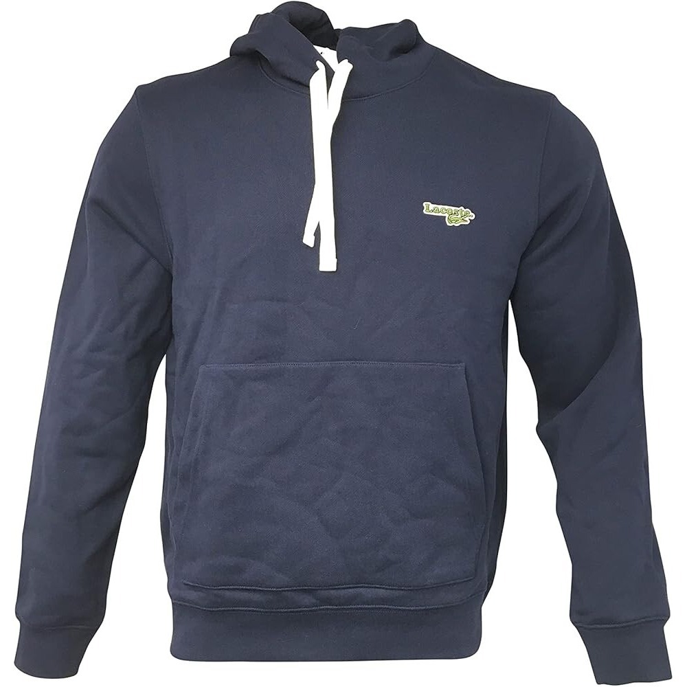 Lacoste Hoodie Mens M Navy Blue Pullover Crocodile Logo Sweatshirt